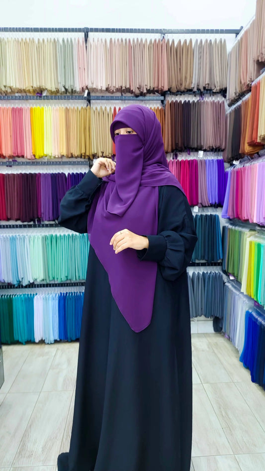 مجموعة النقابات (فزلين - ليزر سعودي طبي - نقاب الطعام - شيفون) - نقاب قطعتين كريب شيفون وليزر سعودي