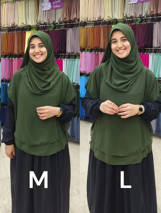 الحرملة التركي القطعتين (حرملة + طرحة) - كريب شيفون - مقاسات الحرملة التركي (وسط وكبير)